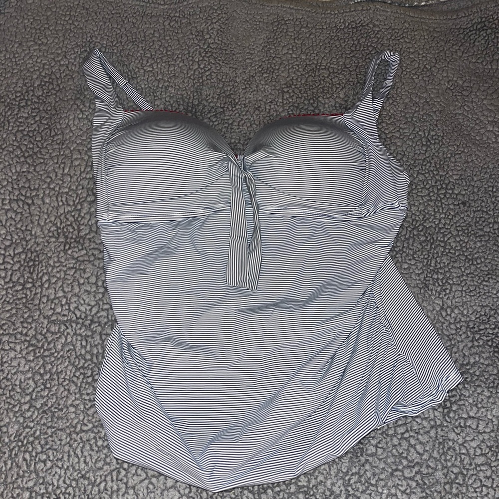 Liz Claiborne Navy and White Striped Swimsuit